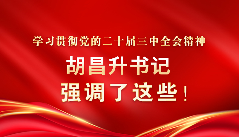圖解|學習貫徹黨的二十屆三中全會精神 胡昌升書記強調了這些！